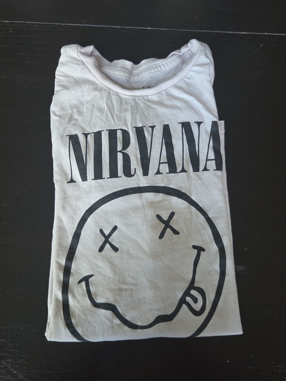 NIRVANA Light PINK Tee with Black Smiley Logo